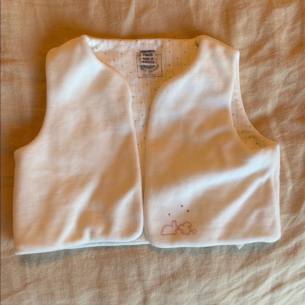Petit Bateau Cream Baby Vest with Dotted Pattern